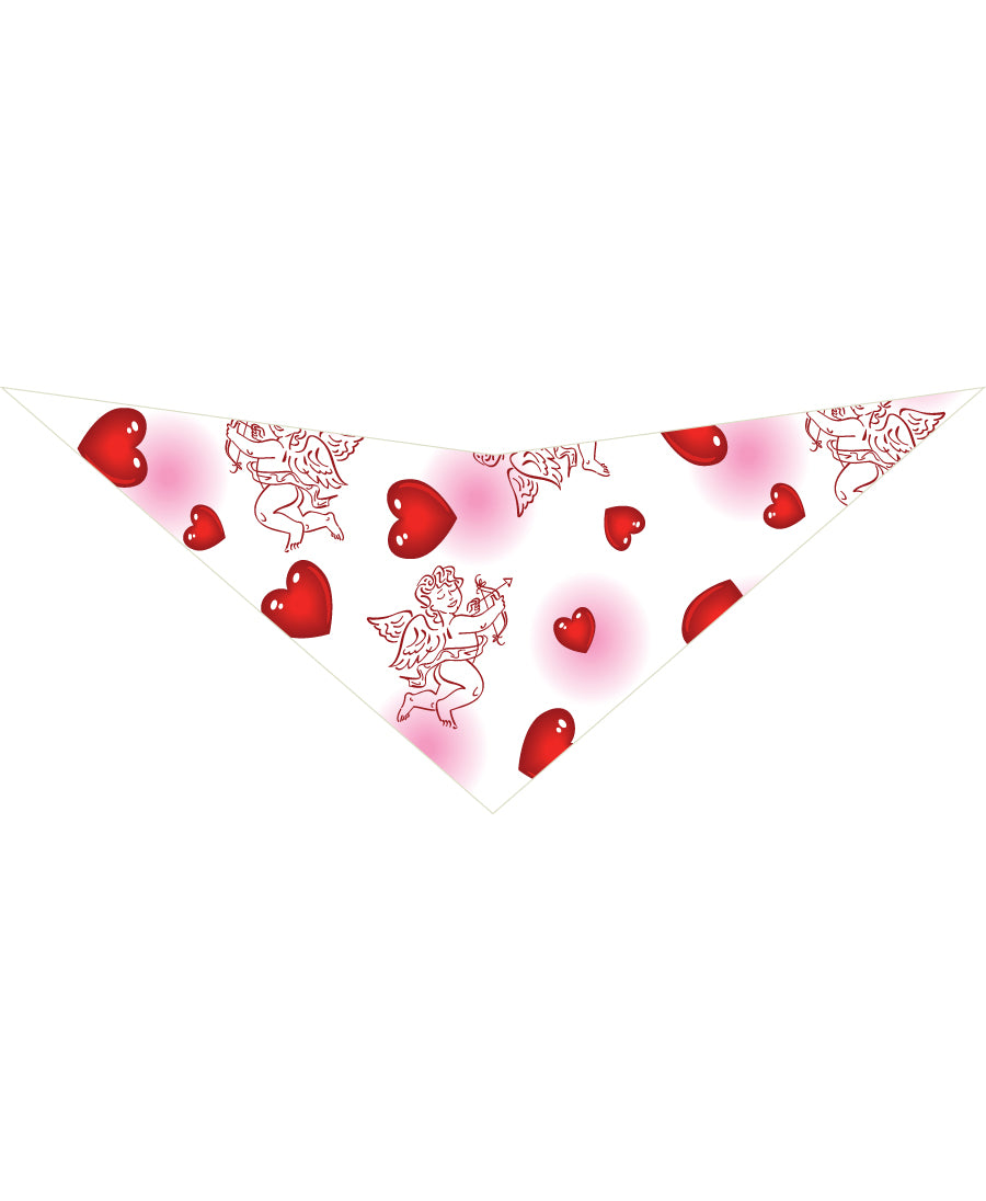 SA3035 Cupid & Hearts Doggie Bandana, White