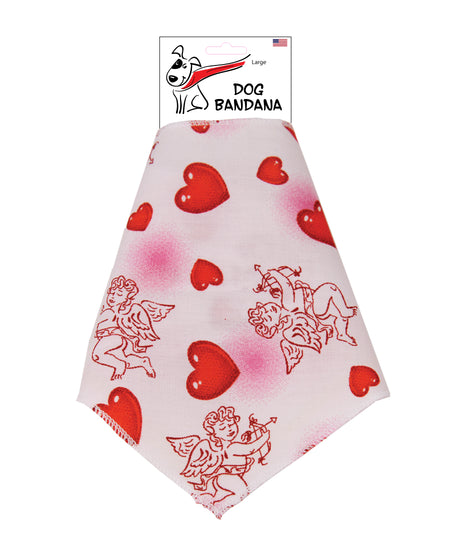SA3035 Cupid & Hearts Doggie Bandana, White