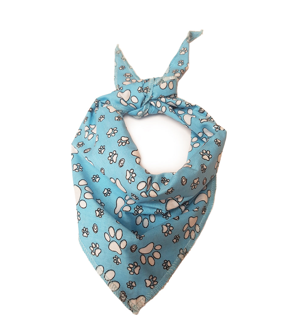 S3036 White Paws Bandana, Blue