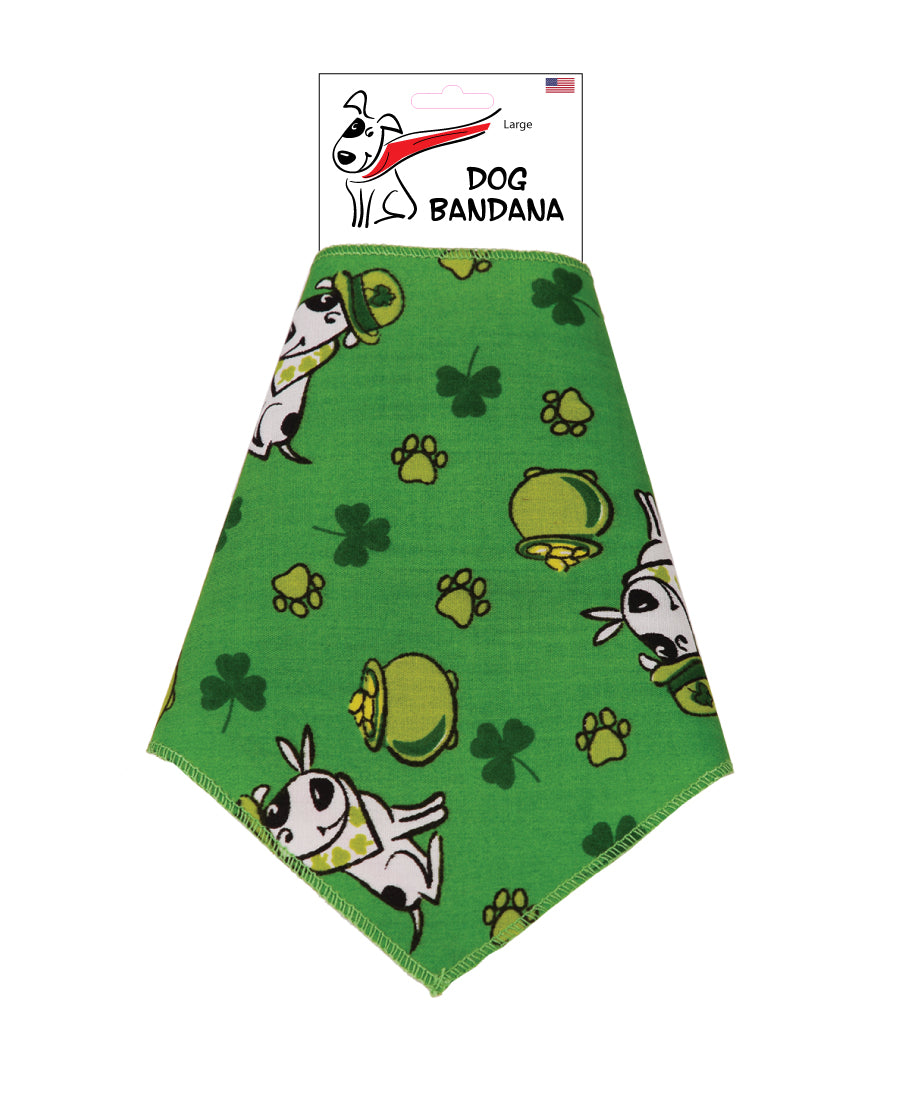 SA3037 - Doggy Pawprints And Pots Of Gold Bandana, Green