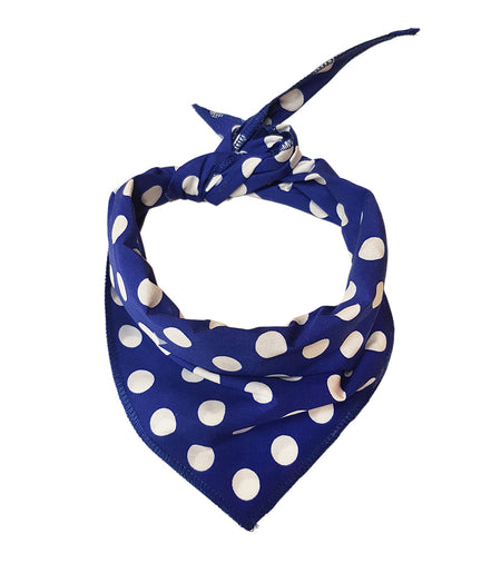 S3046 White Dots Doggie Bandana, Blue