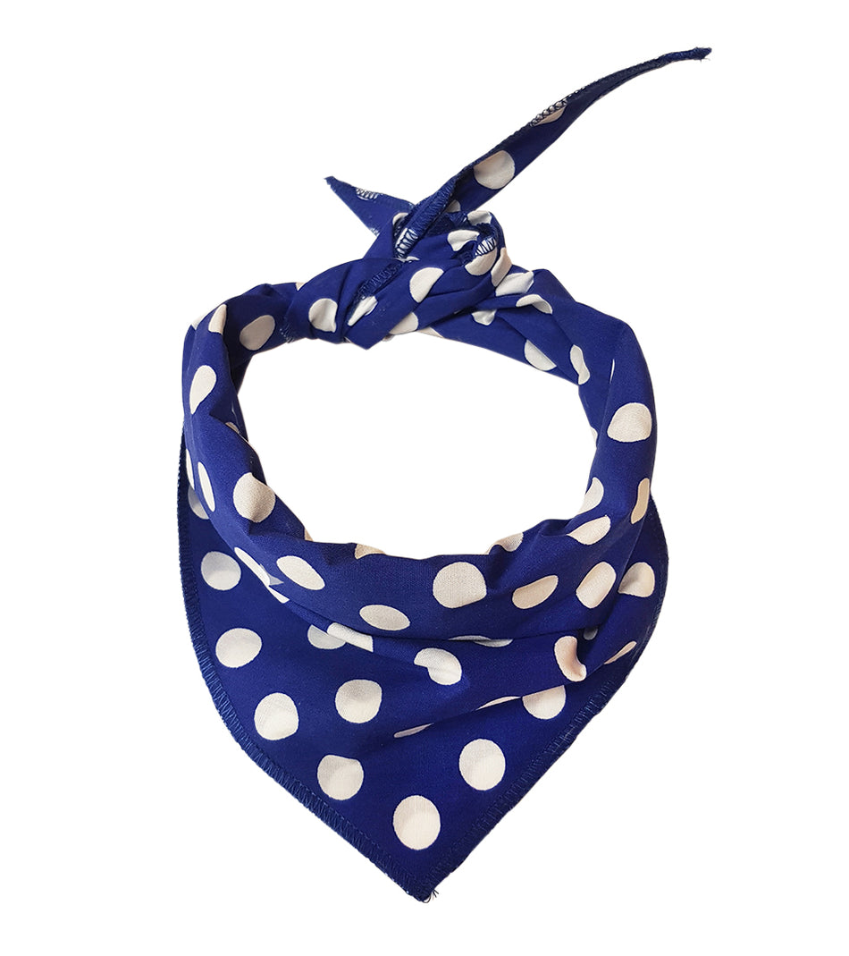 S3046 White Dots Doggie Bandana, Blue