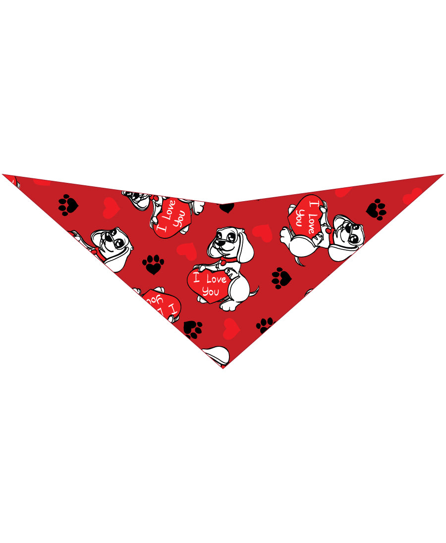 S3047 I Love You Heart Doggie Bandana, Red