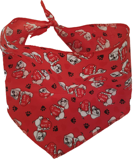 S3047 I Love You Heart Doggie Bandana, Red