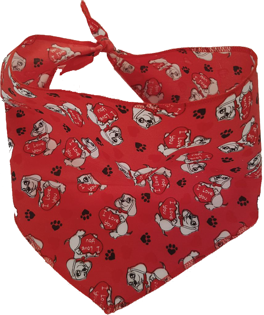 S3047 I Love You Heart Doggie Bandana, Red