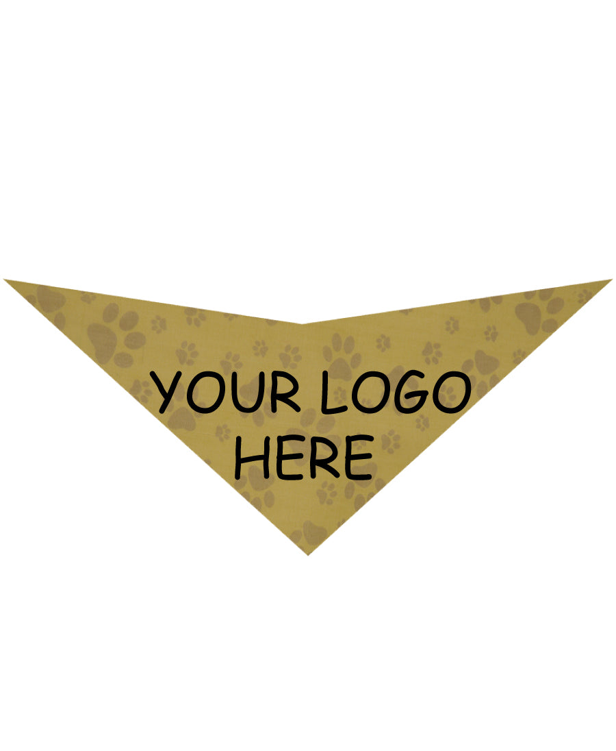 S3601 Black Logo Print, Paws on Beige Bandana