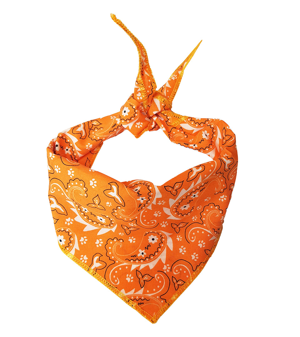 S3051 Paisley & Pawprints Bandana, Orange