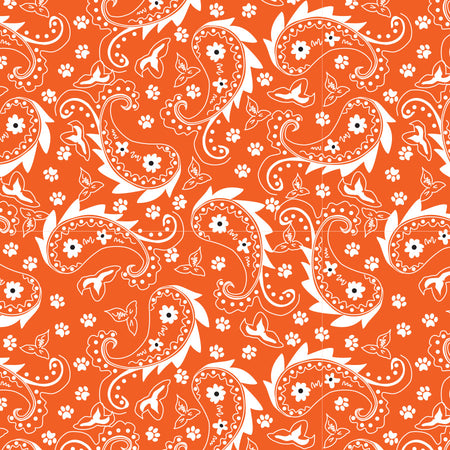 SQ3051 Paisley & Pawprints Bandana, Orange