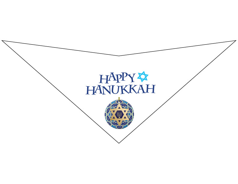 S3520 Happy Hanukkah Star Of David Bandana, White