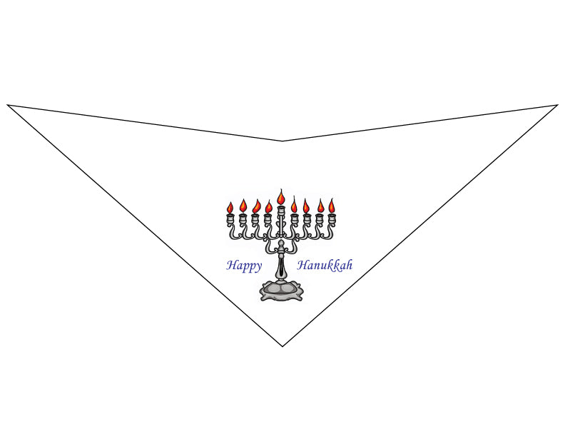 S3521 Happy Hanukkah Mennorah Bandana, White
