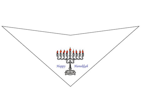 S3521 Happy Hanukkah Mennorah Bandana, White