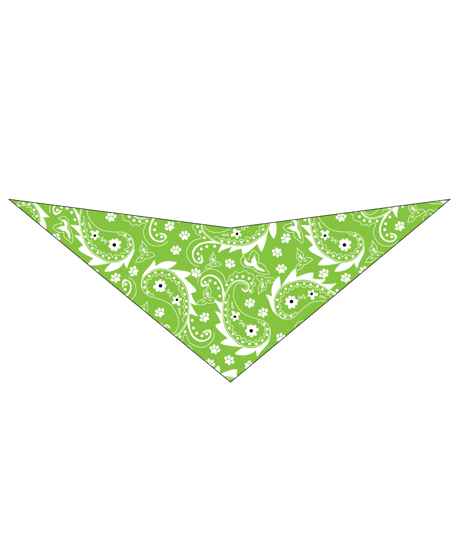S3052 Paisley & Pawprints Bandana, Green
