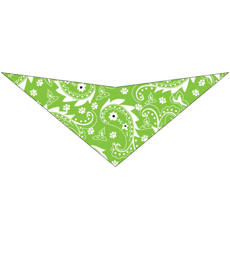 S3052 Paisley & Pawprints Bandana, Green