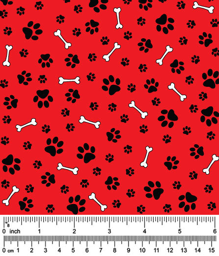 F7056 Paws & Bones Fabric Red