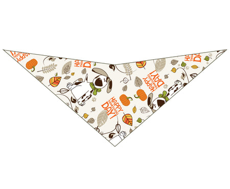 SA3057 Happy Thanksgiving Day Doggie Bandana, White