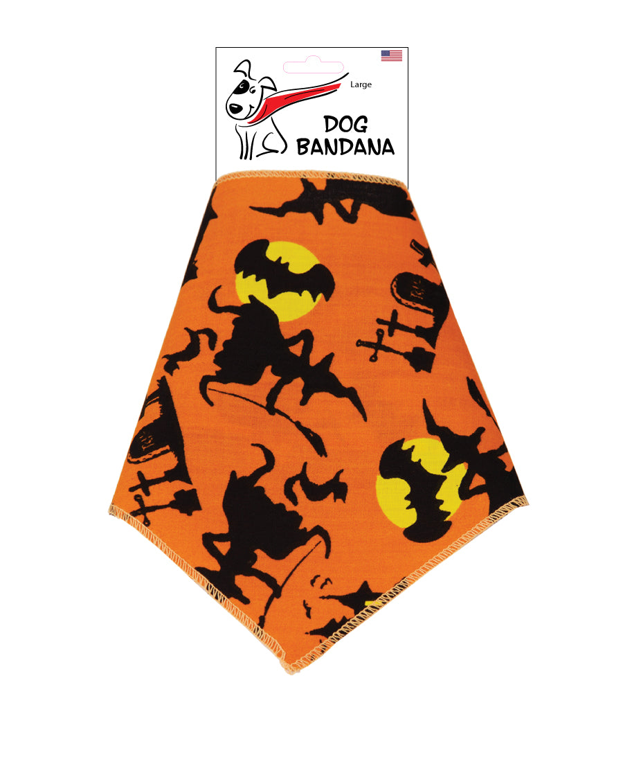SA3058 - Haunted House Cemetary Dog Bandana, Orange