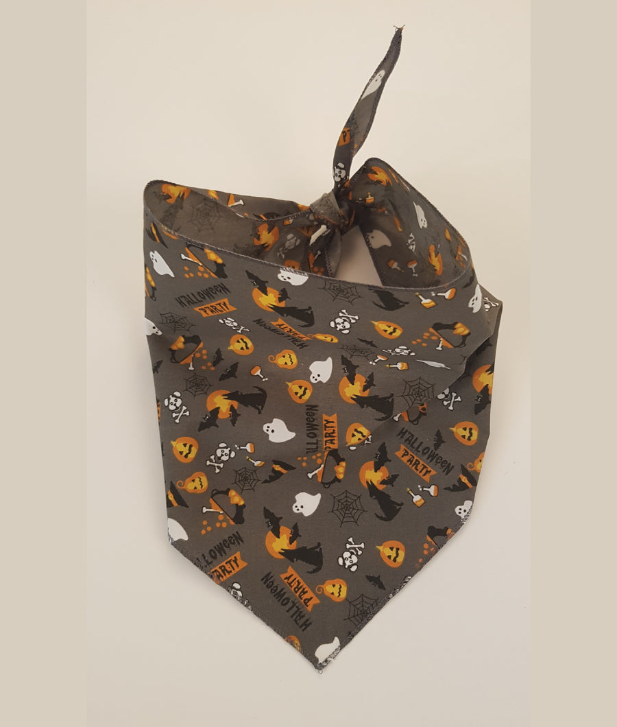 SAB3064 Halloween Party Doggie Bandana, Grey