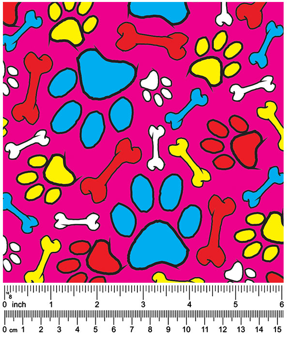 F7065 Paws & Bones Fabric, Pink