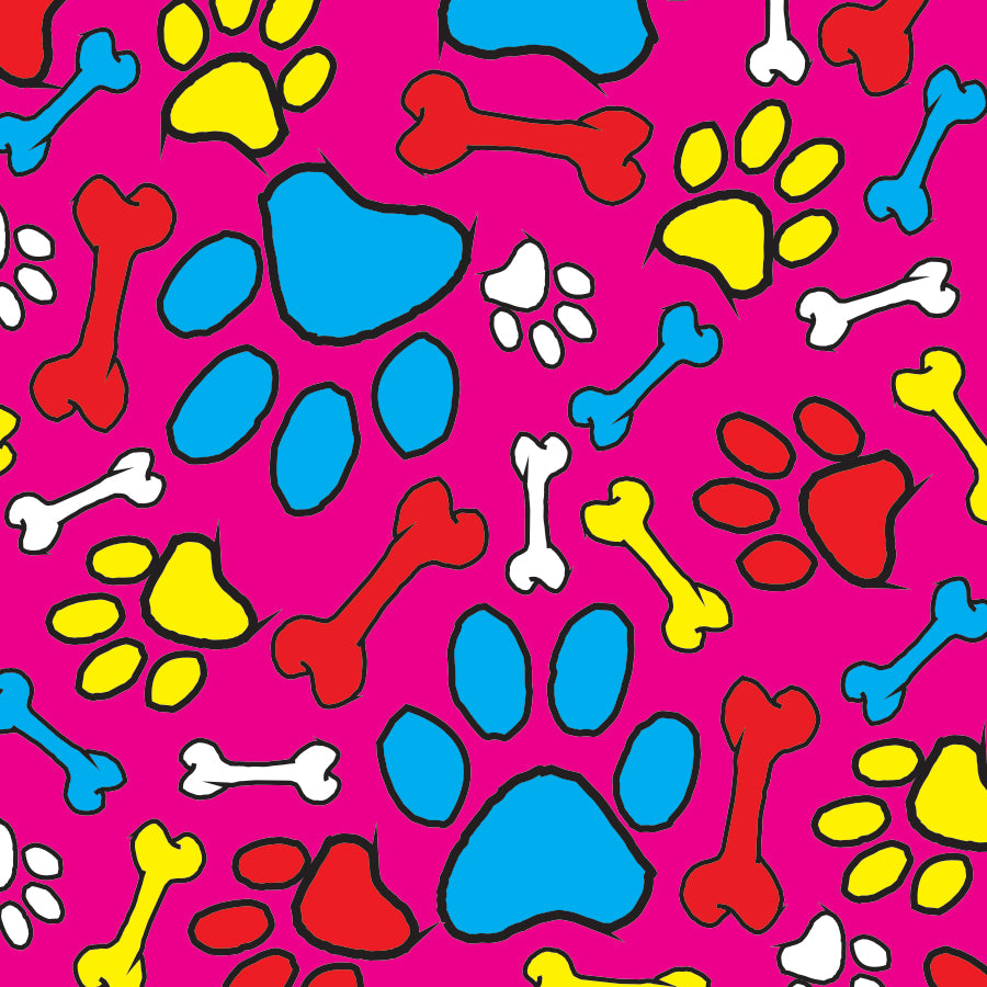 SQ3065 Paws & Bones Square Bandana Pink
