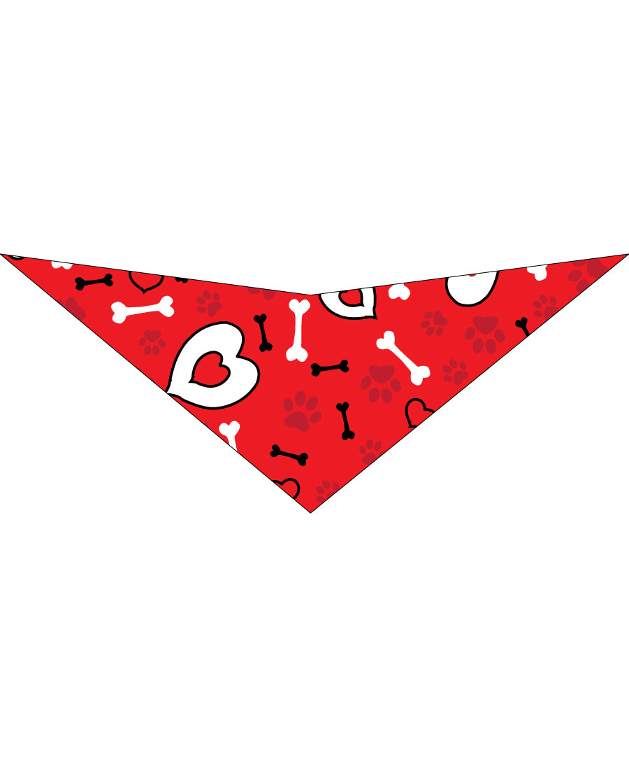 SA3066 Hearts & Bones Doggie Bandana, Red