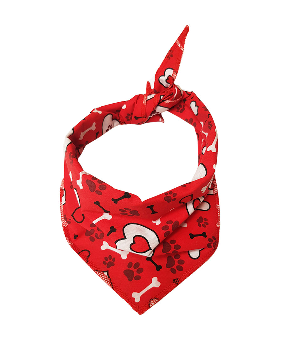 SA3066 Hearts & Bones Doggie Bandana, Red