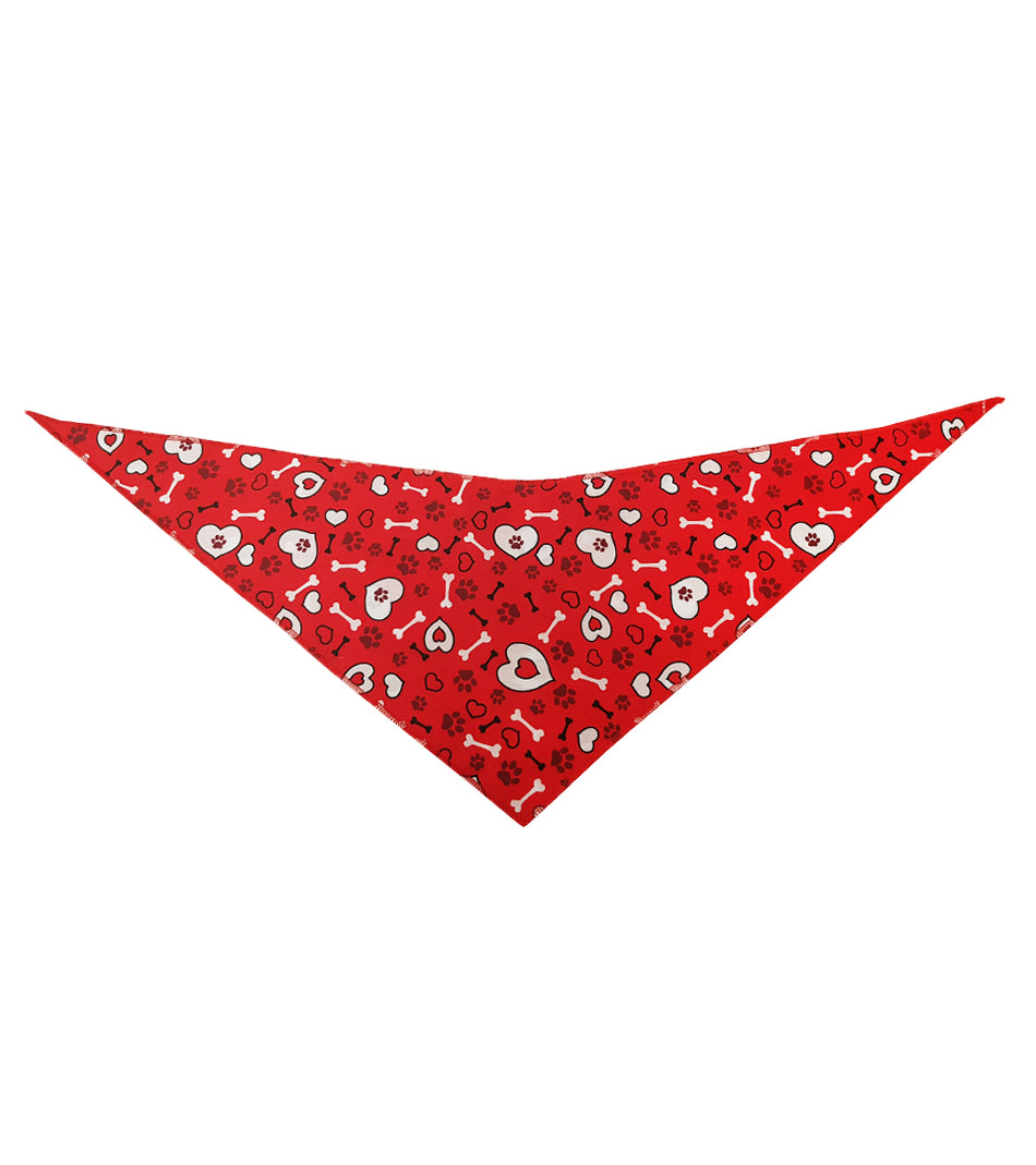 SA3066 Hearts & Bones Doggie Bandana, Red