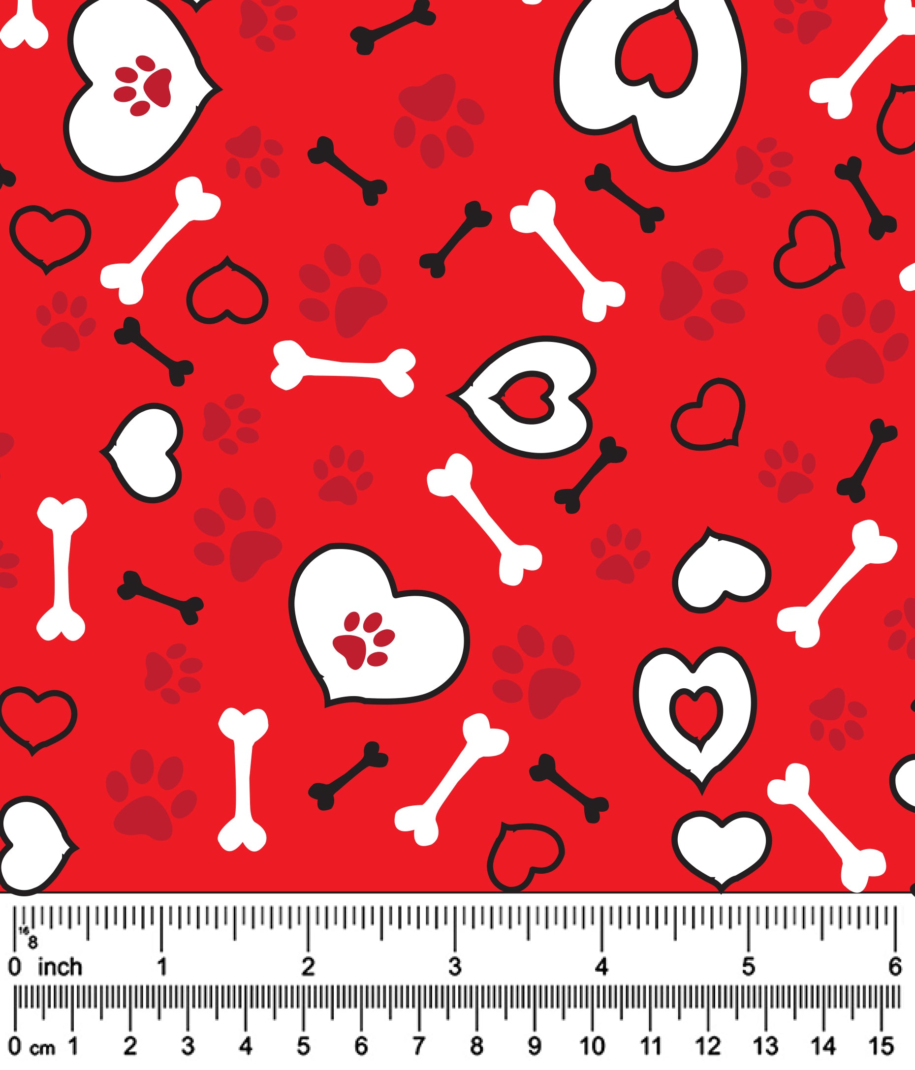 FA7066 Hearts & Bones Doggie Bandana, Red