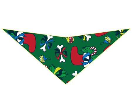 S3069 Christmas Bones & Stockings Doggie Bandana, Green