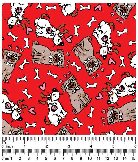 FA7072 Valentine's Day Doggie Fabric Red