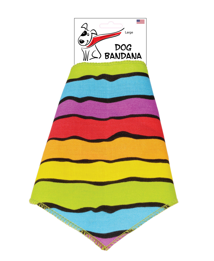 S3075 Rainbow Sunset Stripes Doggie Bandana, Striped