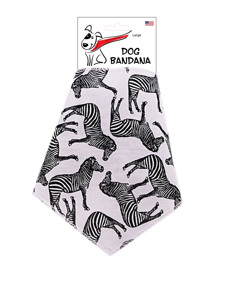 S3076 Zebra Doggie Bandana, White