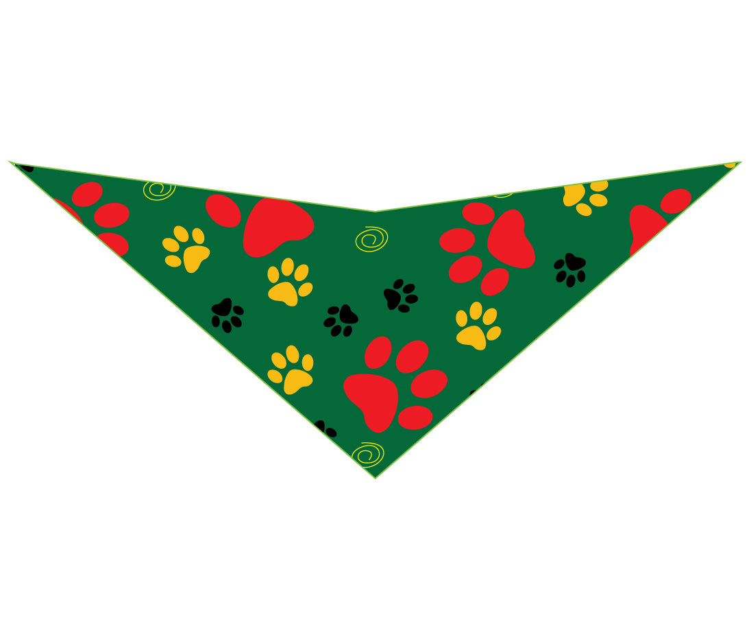 S3078 Color Pawprints Bandana, Green