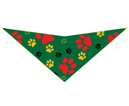 S3078 Color Pawprints Bandana, Green