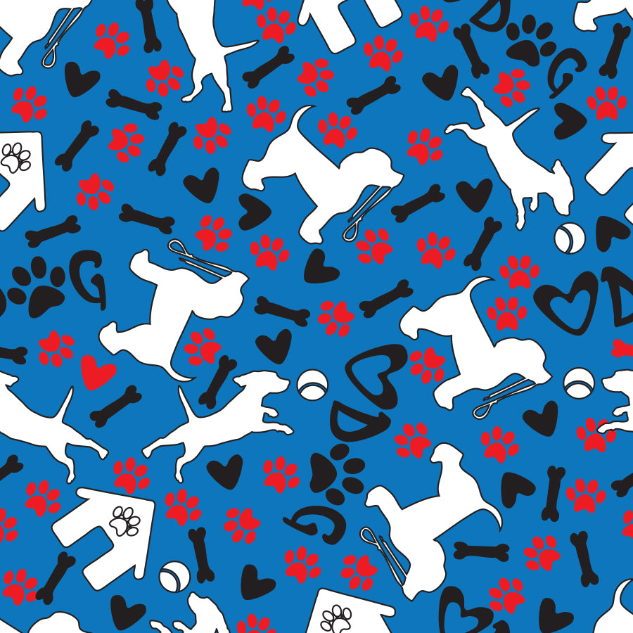 SQ3079 White Doggies Square Bandana, Blue