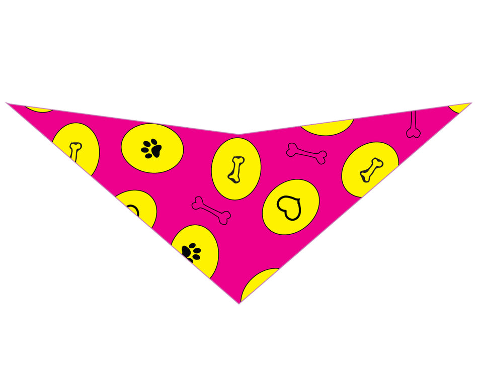S3080 Paws, Bones & Hearts Bandana, Pink