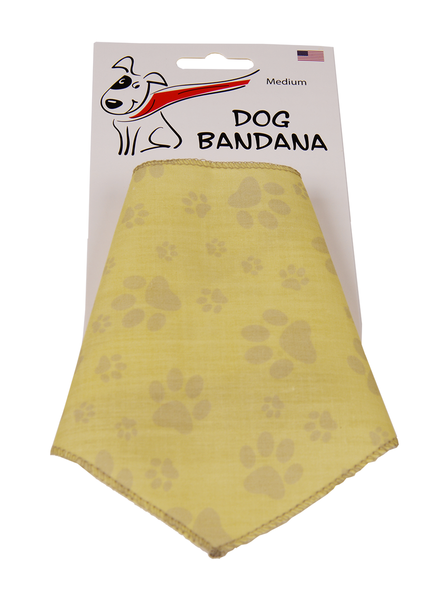 S3083 Brown Pawprints Bandana, Beige