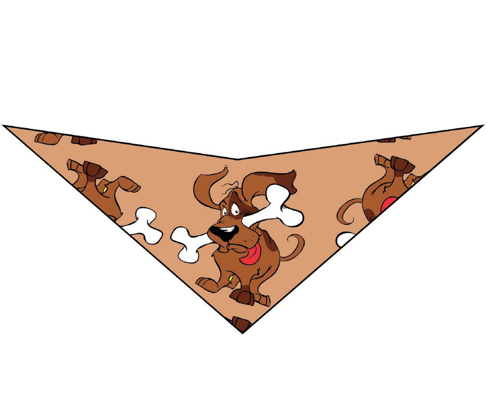 S3086 Happy Doggie With Bone Bandana, Brown