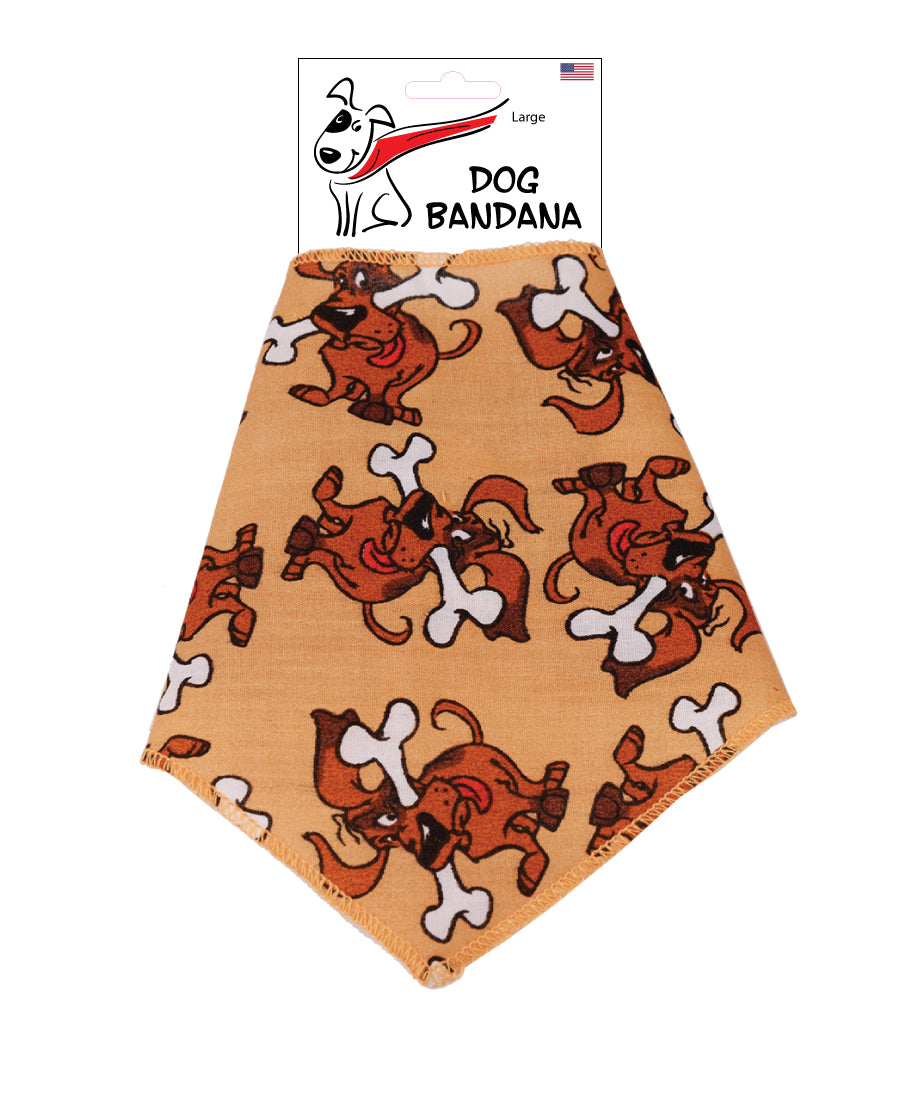 S3086 Happy Doggie With Bone Bandana, Brown