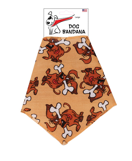 S3086 Happy Doggie With Bone Bandana, Brown