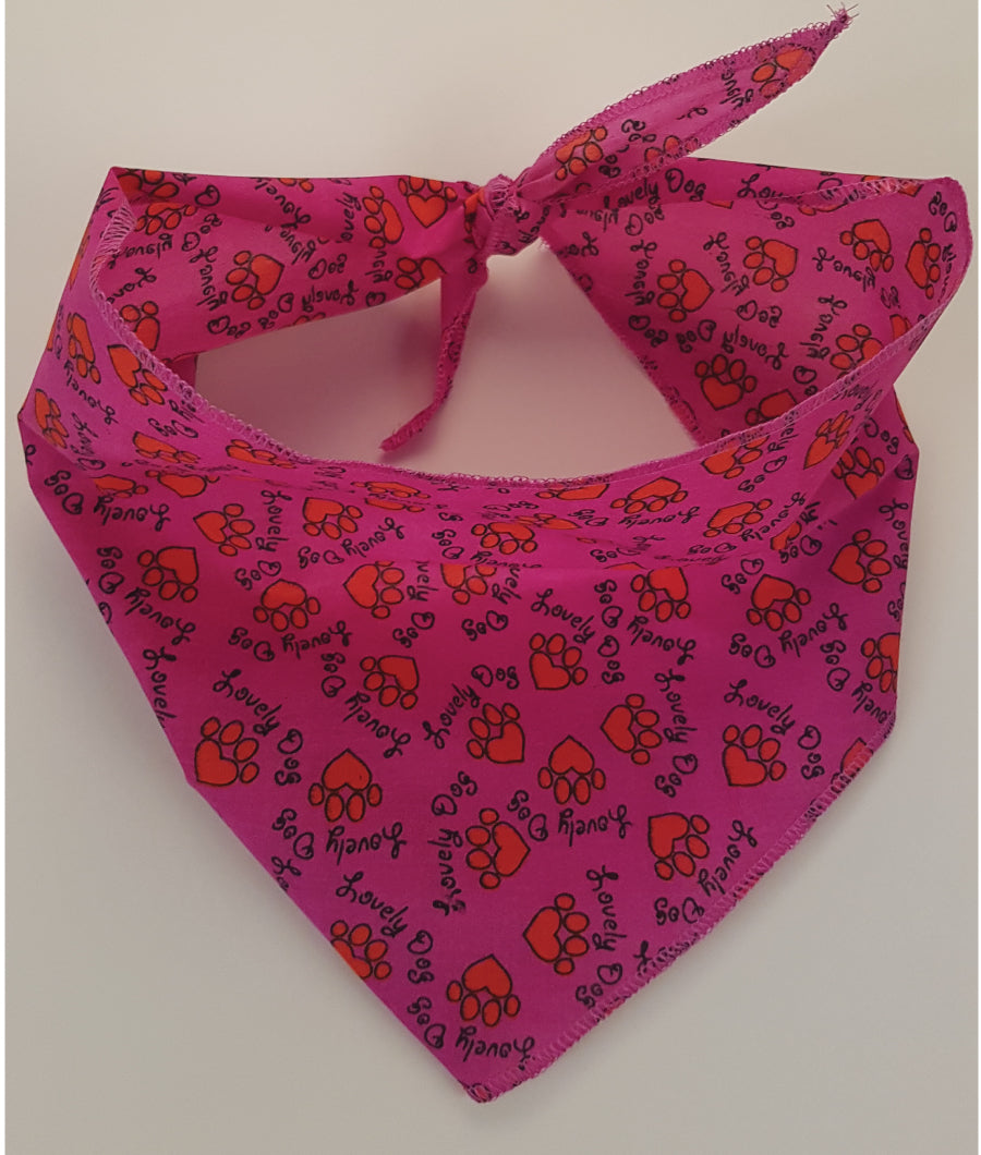 SA3087 - Lovely Dog Heart Pawprint Bandana, Purple