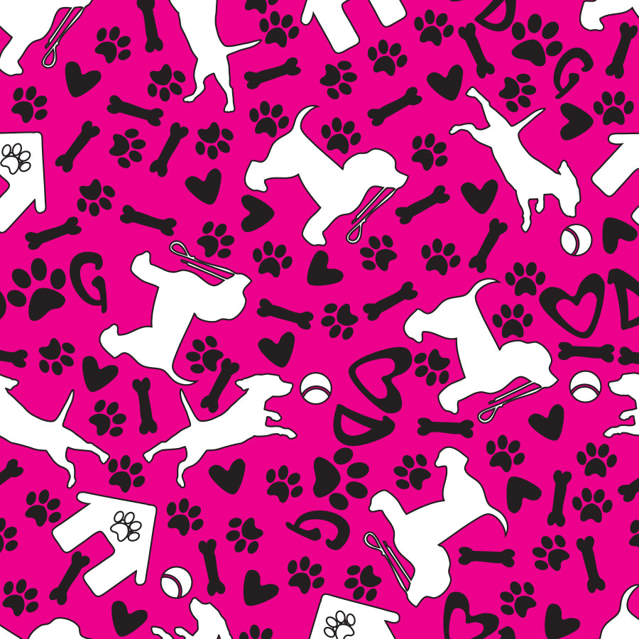 SQ3087 White Doggie Square Bandanas, Pink
