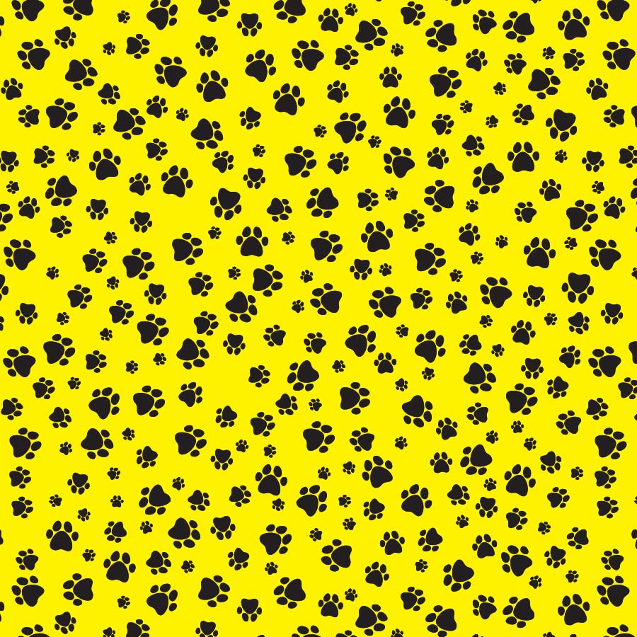 SQ3088 Black Pawprints Bandana, Neon Yellow