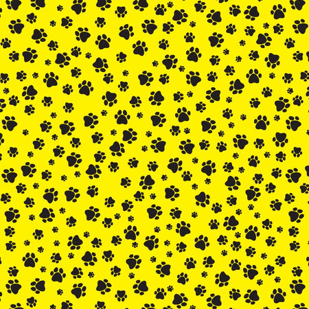 SQ3088 Black Pawprints Bandana, Neon Yellow