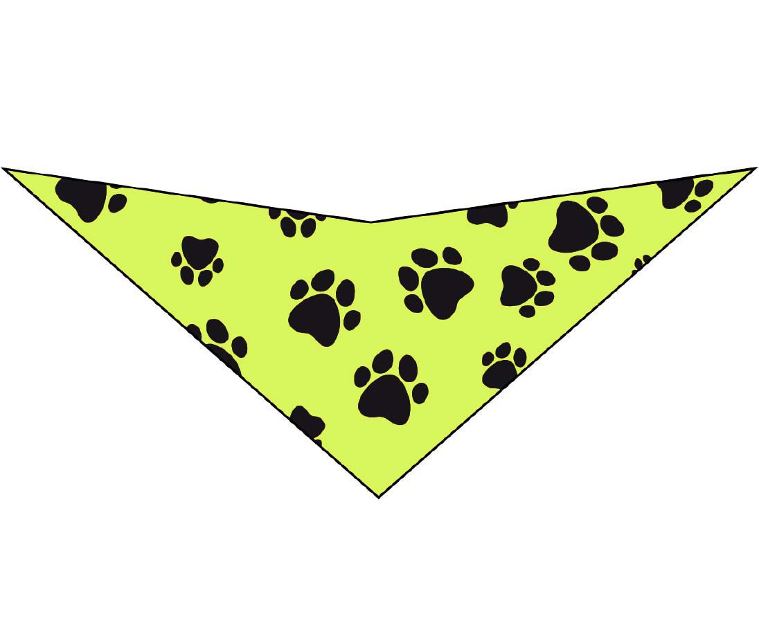 S3088 Black Pawprints Bandana, Yellow Neon