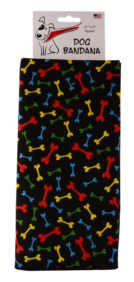 SQ3089 Colorful Dog Bones Square, Black