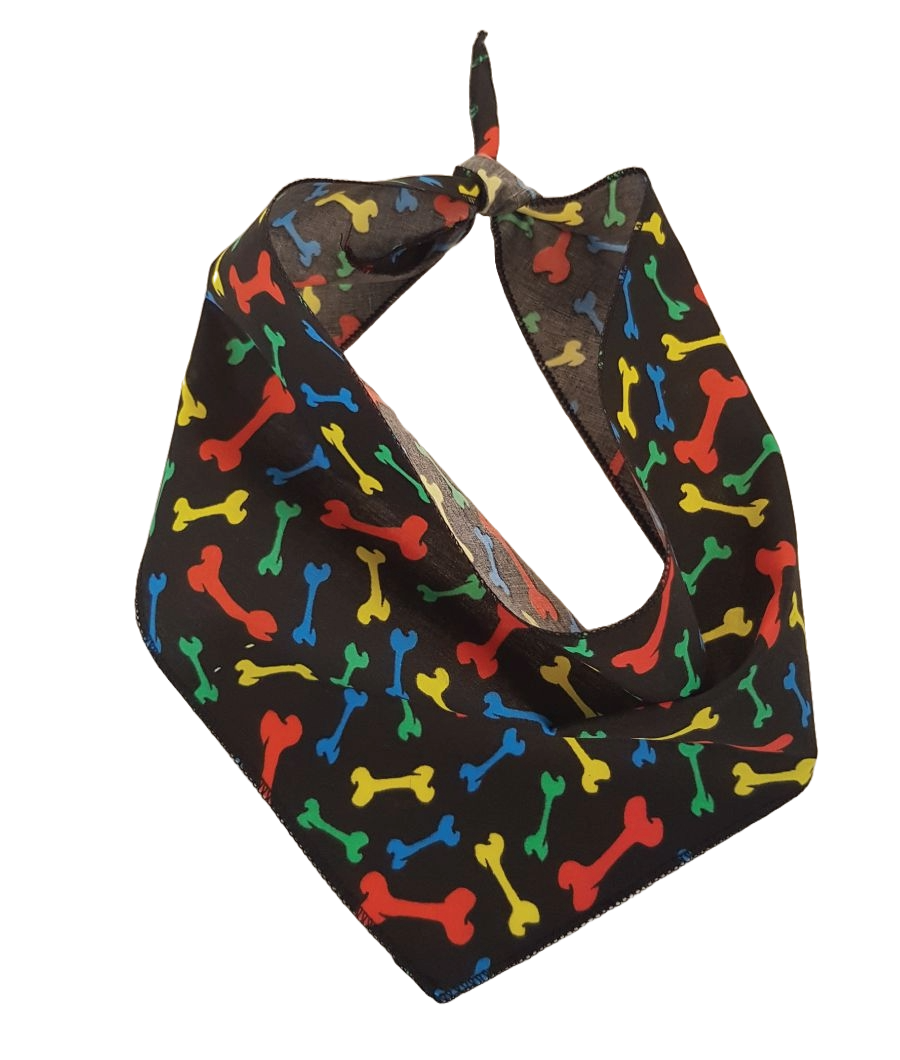 S3089 Bones Doggie Bandana, Black