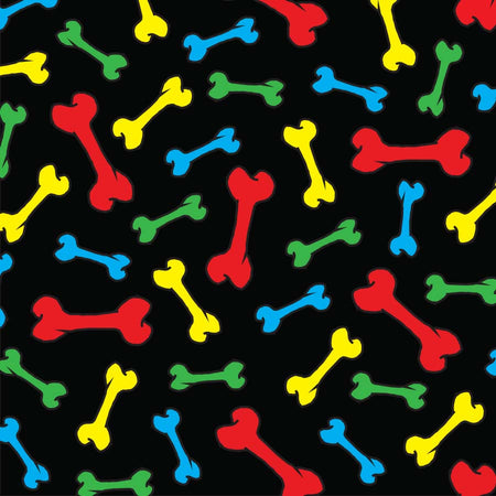 SQ3089 Colorful Dog Bones Square, Black