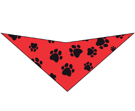 S3091 Black Pawprints Bandana, Red