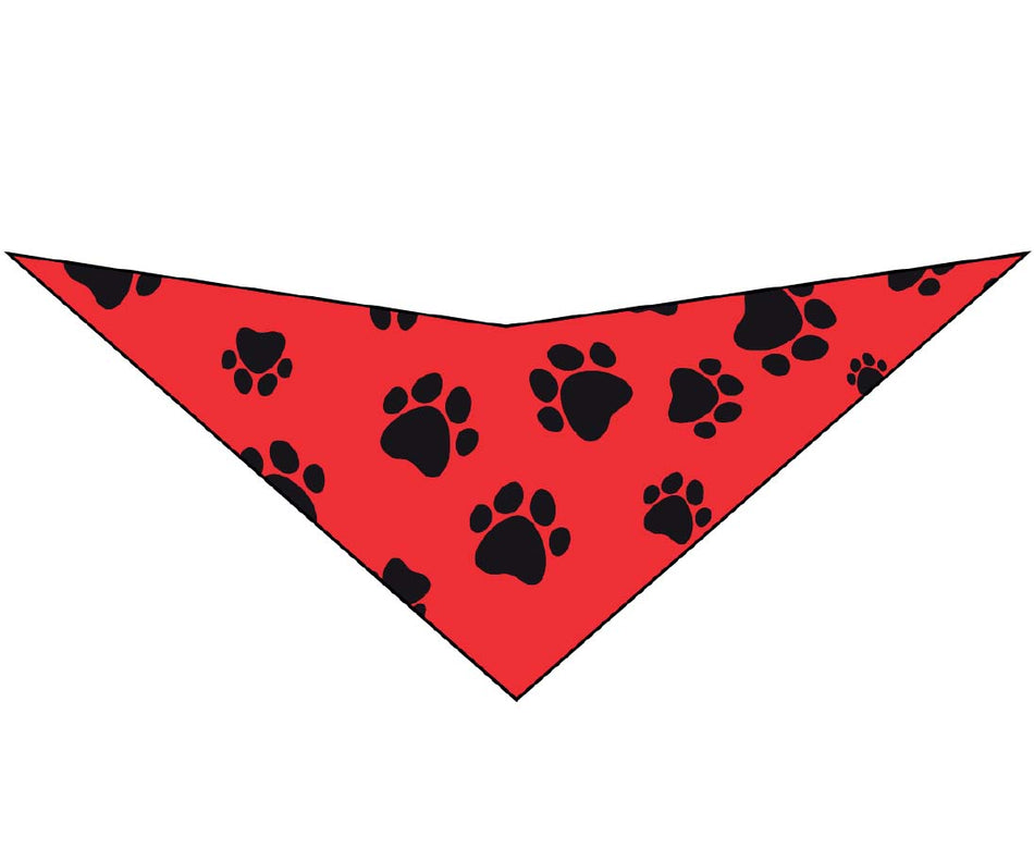 S3091 Black Pawprints Bandana, Red