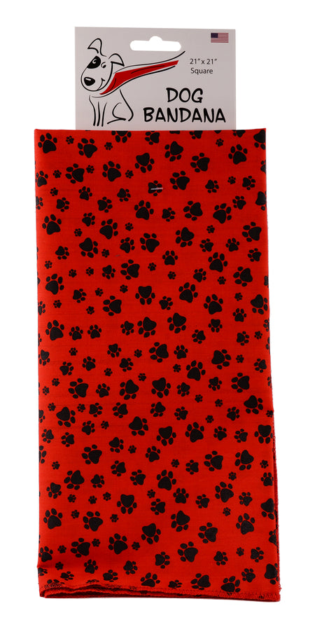 SQ3091 Black Pawprints Bandana, Red